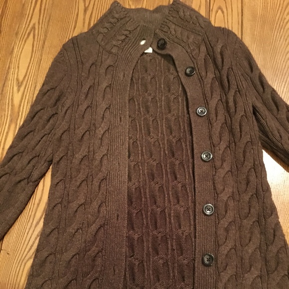 LL Bean Cable Knit Duster - Picture 1 of 3